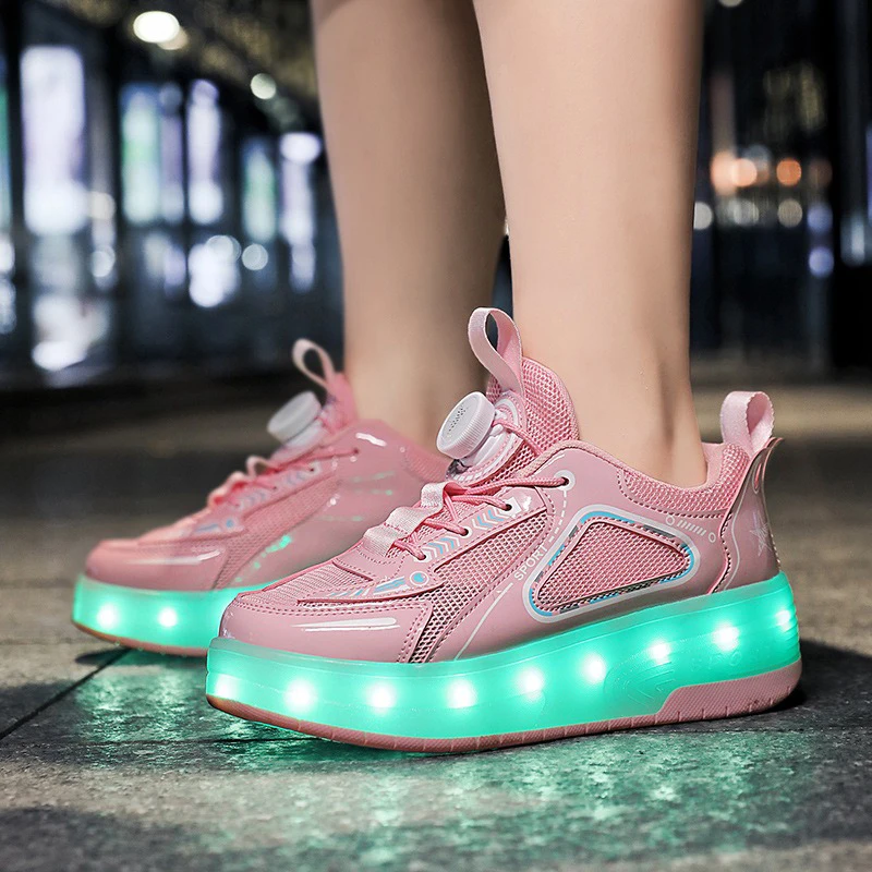 

Outdoor Parkour Skates Sports Roller Shoes Led Light Deformation Children'S Luminous Glowing Youth Men Women Sneakers