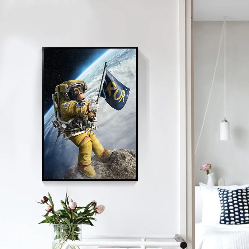  Lienzo nórdico para pared, 1 pieza, póster de mono astronauta,  impresiones modulares de animales para sala de estar, decoración del hogar,  cuadros (sin marco), 23.6 x 33.7 pulgadas : Todo lo demás