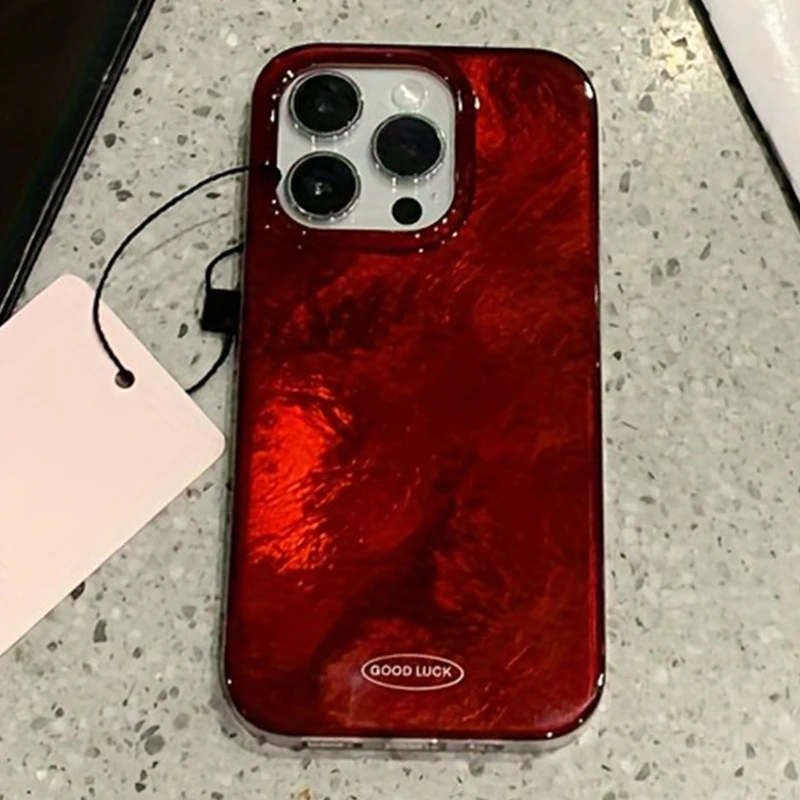 Retro Rot-Bernsteinfarbene Gletscher-Textur Handyhülle für iPhone 17 16 15 14 13 12 11 Pro Max Air Cover für iPhone XS X XR 7 8 Plus Fundas