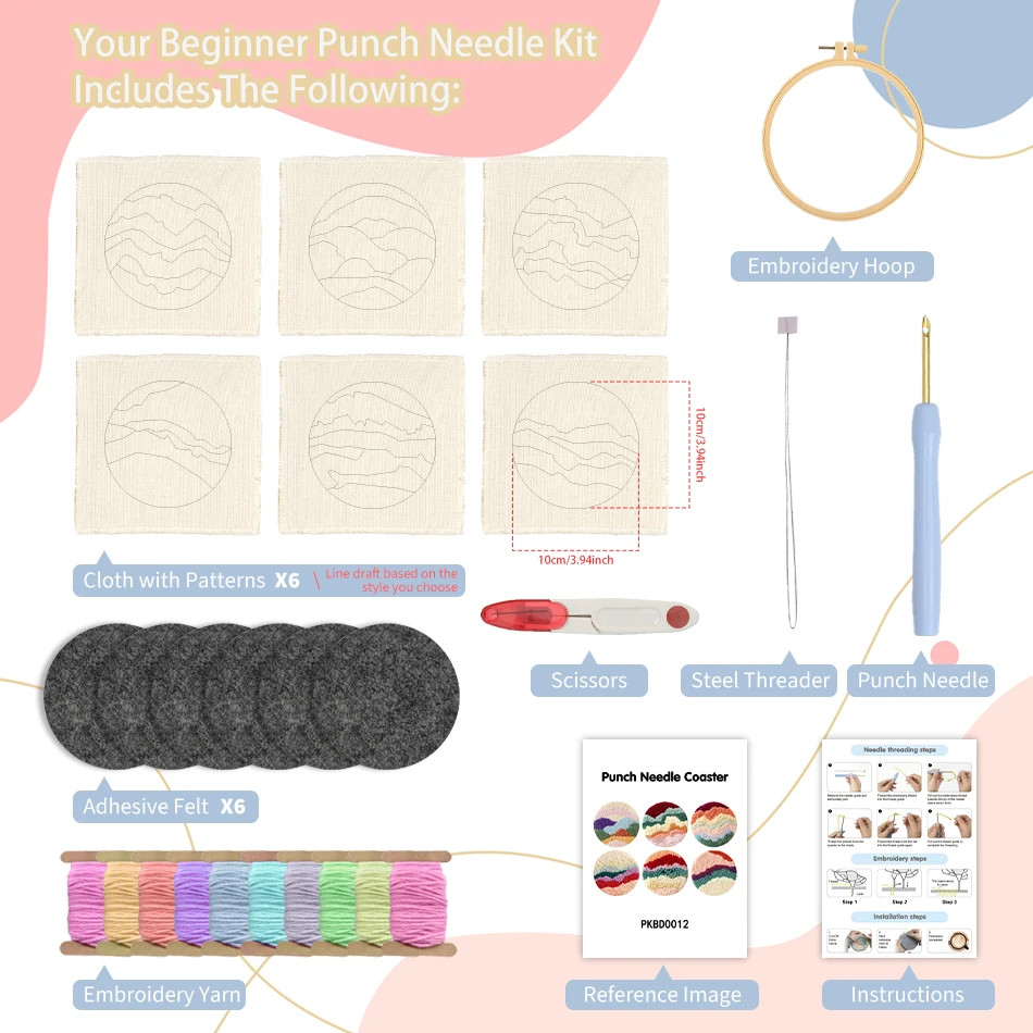 Sunset Punch Needle Coasters 3