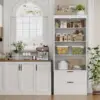 70" Tall Kitchen Pantry Storage Cabinet, Barn Doors Pantry Cabinet with Drawers and Adjustable Shelf 5