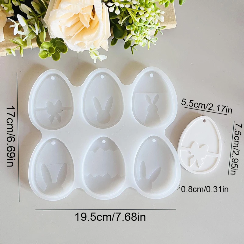 1PC Easter Rabbit Series Silicone Mold Handmade Easter Bunny Hanging Tag Casting Mold DIY Chocolate Fondant Ornament