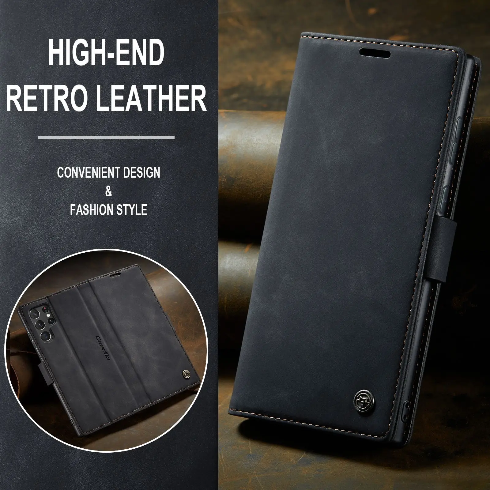 

Leather Case for Samsung Galaxy S22ultra Phone Case Galaxy S20plus Phone Case S21FE Flip Card Holder Protective Cover