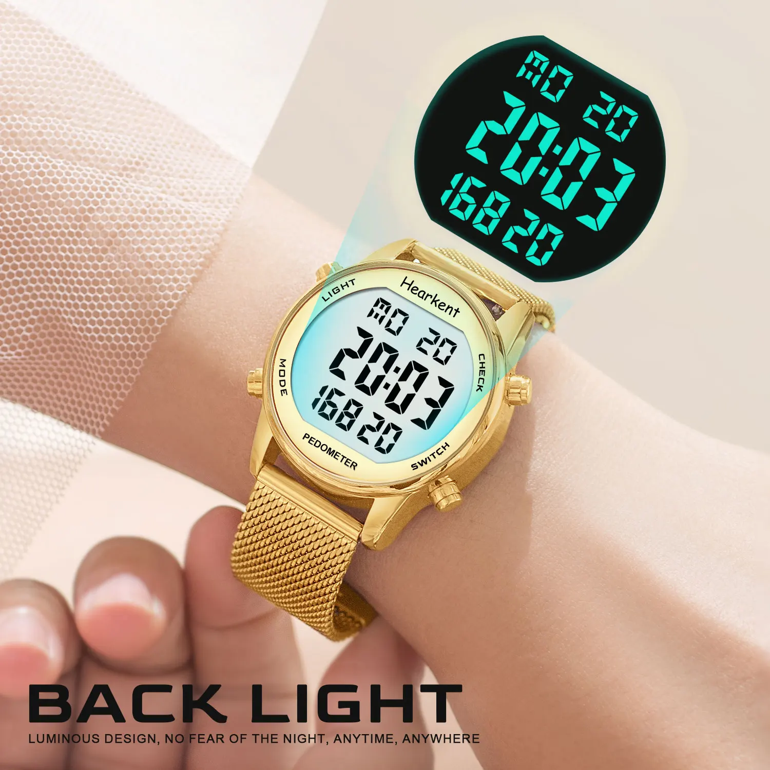 Hearkent Pedometer Watches Sport Step Counter Women's Digital Watches Calories Mile Tracker Waterproof 30M for Walking Running 5