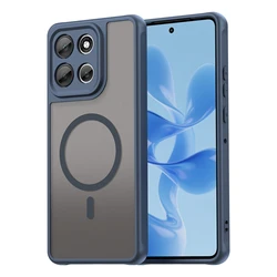 Slim Matte Transparent Magnetic Phone Case - Hard Protective Cover for Motorola Edge (2025) (Blue)