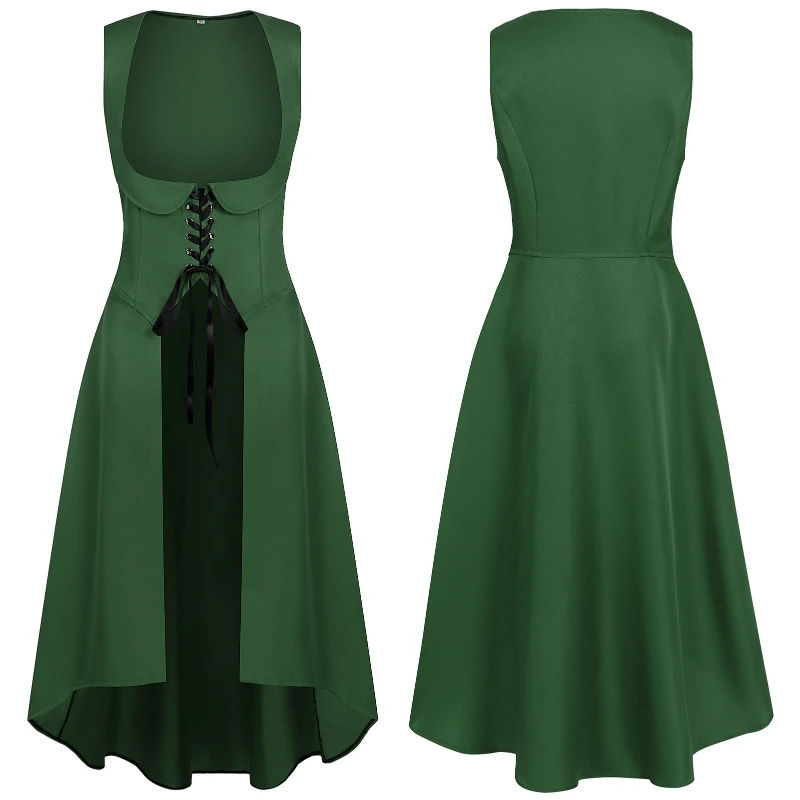 2025 Spring/Fall Army Green Medieval Renaissance Midi Dress for  Women,Halloween Vintage Women's Cosplay Costume Performance Wear -  AliExpress 200000345