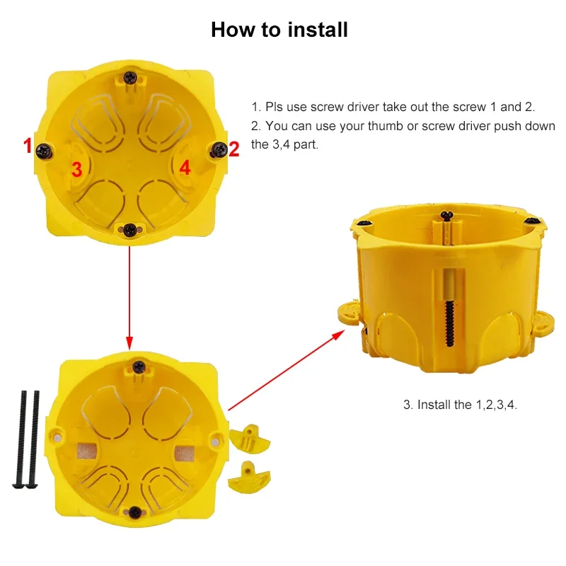 EU 86 DryWall Box For Gypsum Board Drywall Plasterboad and Concrete Wall EU Switch Socket Cassette Electric Box Case