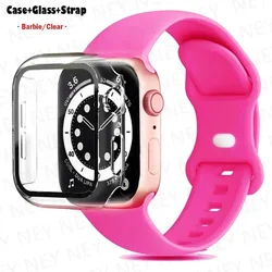 Stylish Silicone Bracelet for Apple Watch - Glass Case with Watchbands (Barbie clear 26)