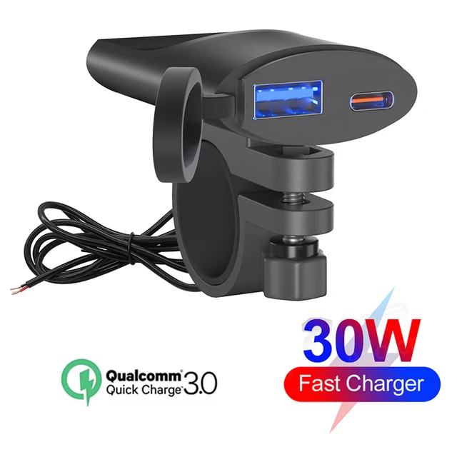 Qc 3,0 motorrad usb ladegerät 30w USB-C ladegerät ip67 wasserdicht lenker  halterung ladegerät für digital kamera telefon - AliExpress