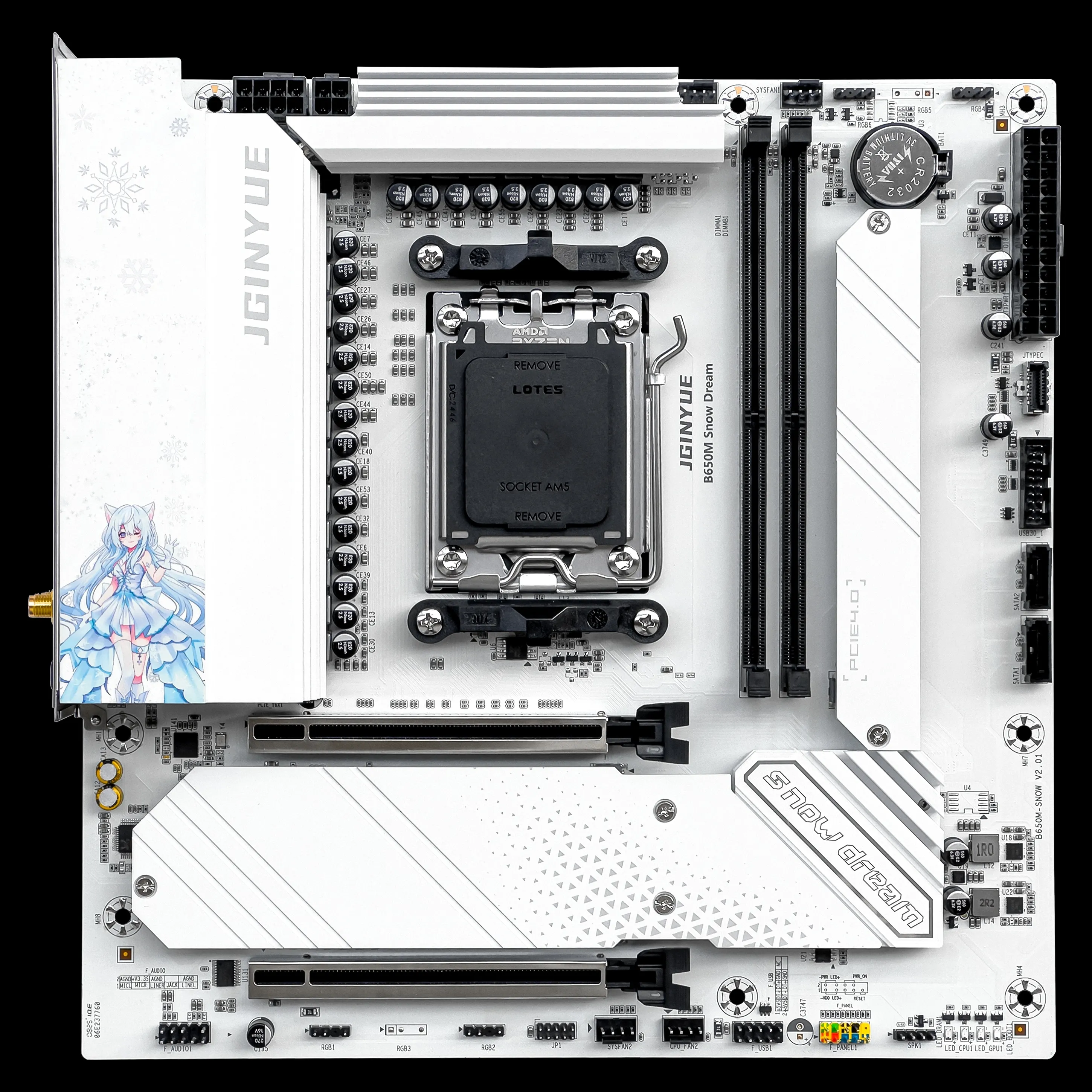JGINYUE B650 AM5 Motherboard Snow Dream M-ATX for Ryzen 7000