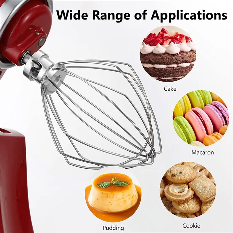 Wire Whip for Kitchenaid Stand Mixer 5QT Lift and 6QT, Whisk Attachment, Stainless Steel Egg Cream Stirrer HOT