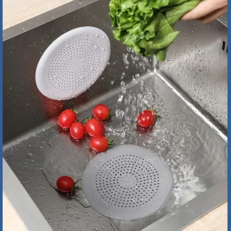 Silicone Floor Drain Cover Sink Anti-clogging Silicone Floor Drain Cover Bathroom Shower Drain Hair Anti-clogging Filter Sewer Filter Kitchen Accessories