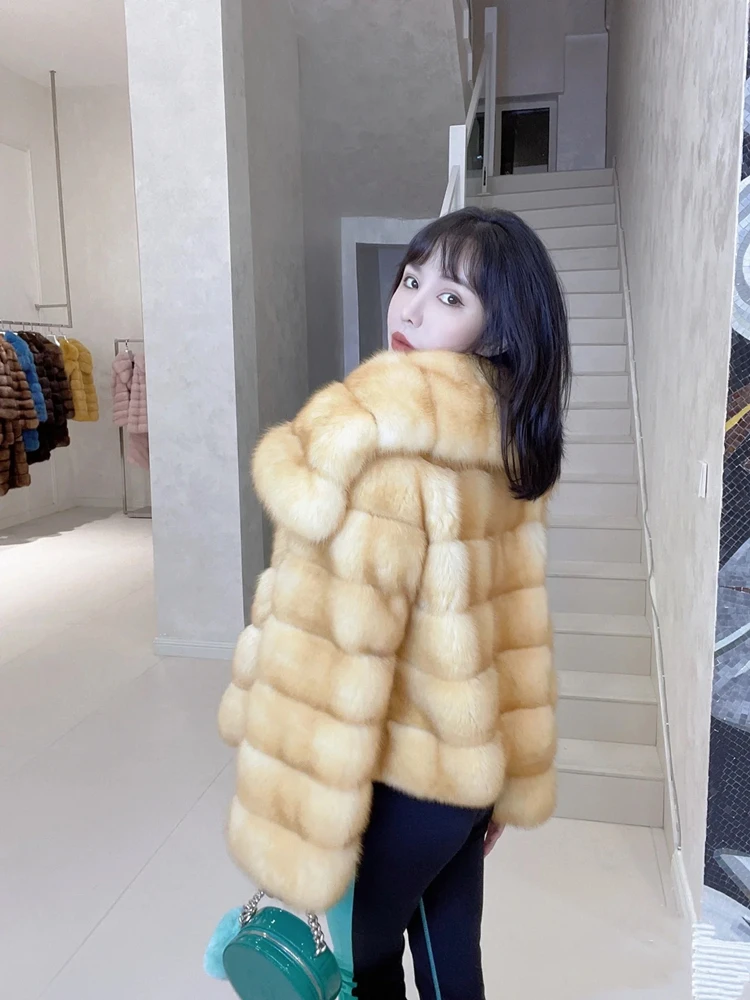 Elegant Socialite Environmental Protection Fox Fur Fur Furry Coat Female 2023 Winter New Fashion Big Lapel Long Sleeve Warm Coat