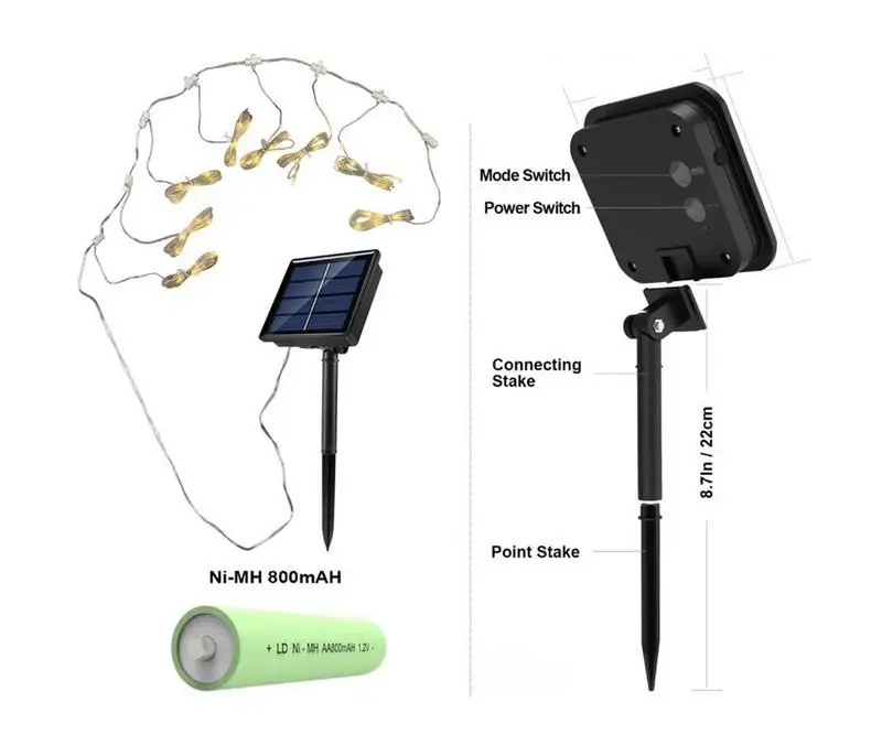 LED String Lights Patio Umbrella Lights 8 Lighting Mode Solar Operated Outdoor for Patio Camping Tent
