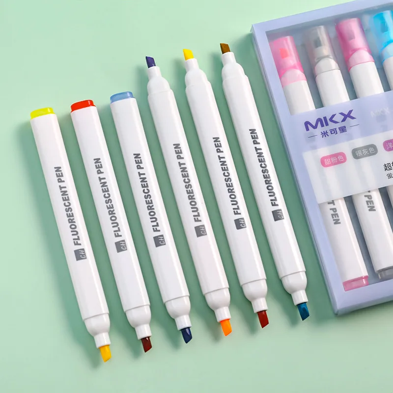 12 색 파스텔 펜 형광펜 듀얼 양방향 형광펜, 아트 드로잉 마커펜, 문구, 학교 용품