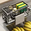 Kitchen Sink Drain Rack Organizer Stainless Steel Self-draining Sink Shelf Soap Sponge Holder Dishcloth Towel Rack filter basket 1