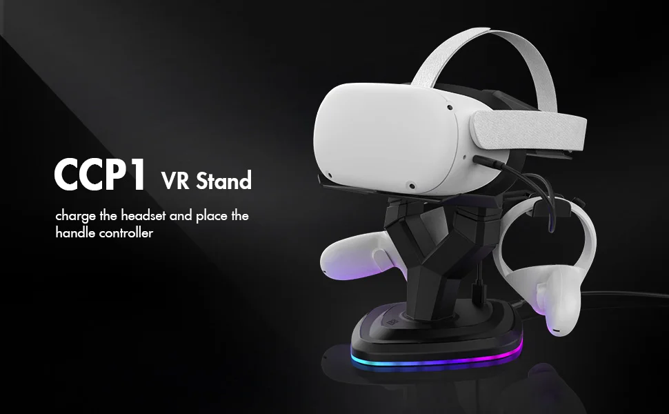 VR Headset Charging Dock For Meta Quest 2 Display Stand With RGB Light Charging Holder For Oculus 2 Oculus Rift S Accessories