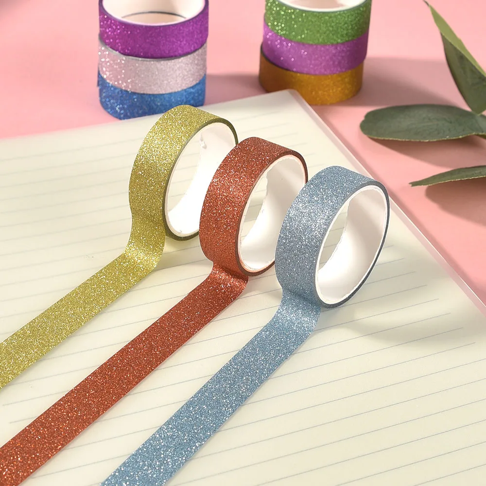 50 Rolls Random Design Glitter Washi Masking Tape Set Decorative Craft Tape Collection for DIY and Gift Wrapping 4