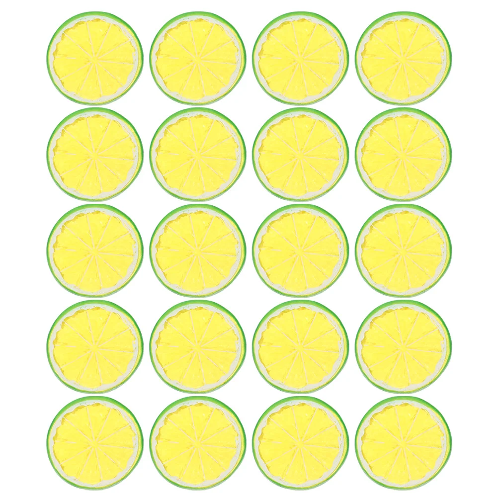 20 Pcs Artificial Fruits and Vegetables Imitation Lemon Slice Plastic Fake Slices Simulation Lemon Ornament Inflatable Decors Limes Lemons