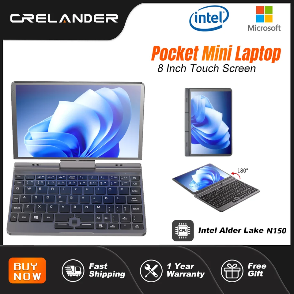 CRELANDER P8 8 Inch Mini Laptop Touchscreen Rotating 360 Degree
