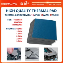 Good 21W/MK New Thermal Pad GPU CPU Heatsink Cooling Conductive Silicone Pad High Performance Thermal Pads Multi Size Thickness