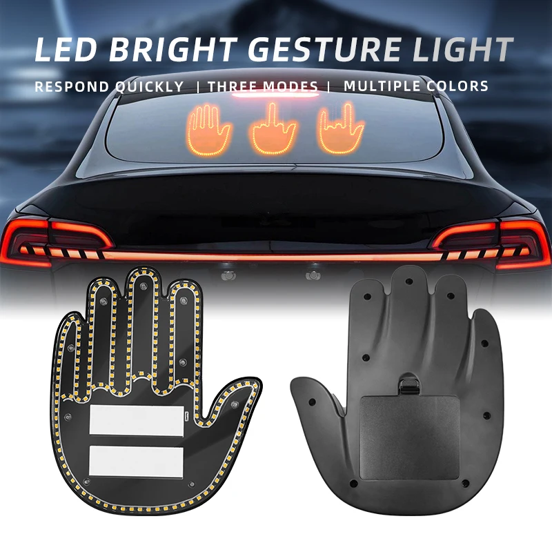 Divertente Luce Per Le Dita Dell'Auto Con Gesto Remoto Led Funny Back Window Sign Car Middle Finger Car Light
