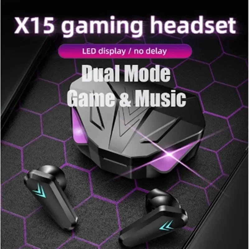 NEW X15 TWS Earphones Bluetooth Wireless Gamer Headphones 65ms Low Latency Earbuds Fone Gamer Headset Gamer With Mic Handfree 2
