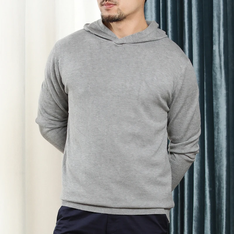 Man Cashmere hoodie Sweaters With Hat  Warm Cashmere Knitted Jumpers Men 2023 Autumn and Winter New Long sleeve hoodie