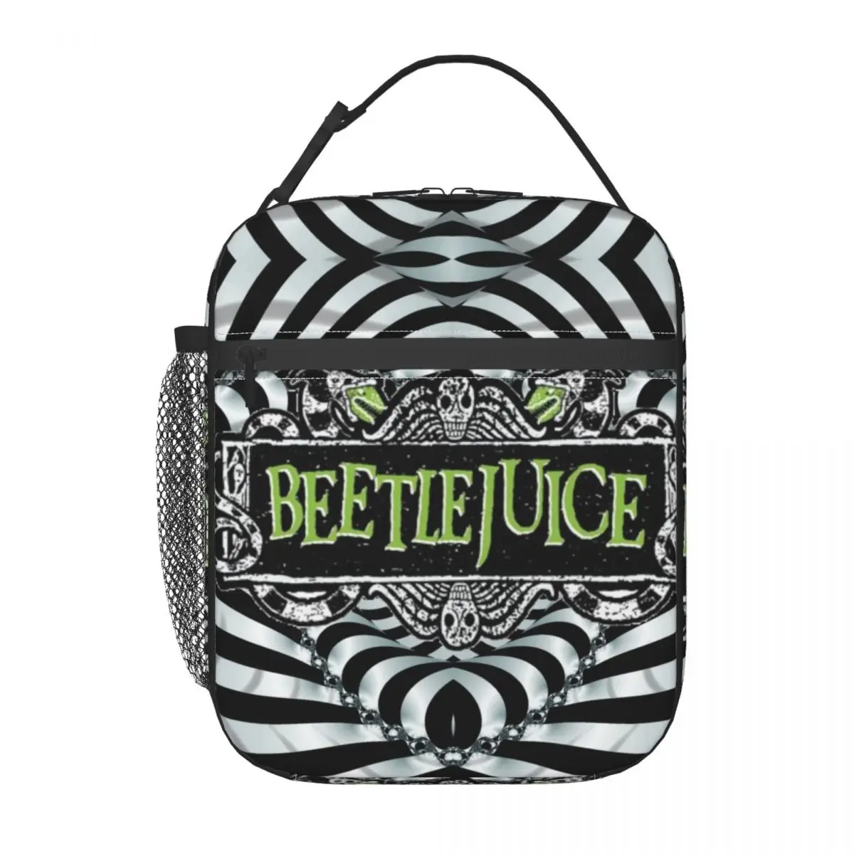 Custom Horror Movie Beetlejuice Lunch Bag Men Women Cooler Thermal Insulated Lunch Box for Kids School
