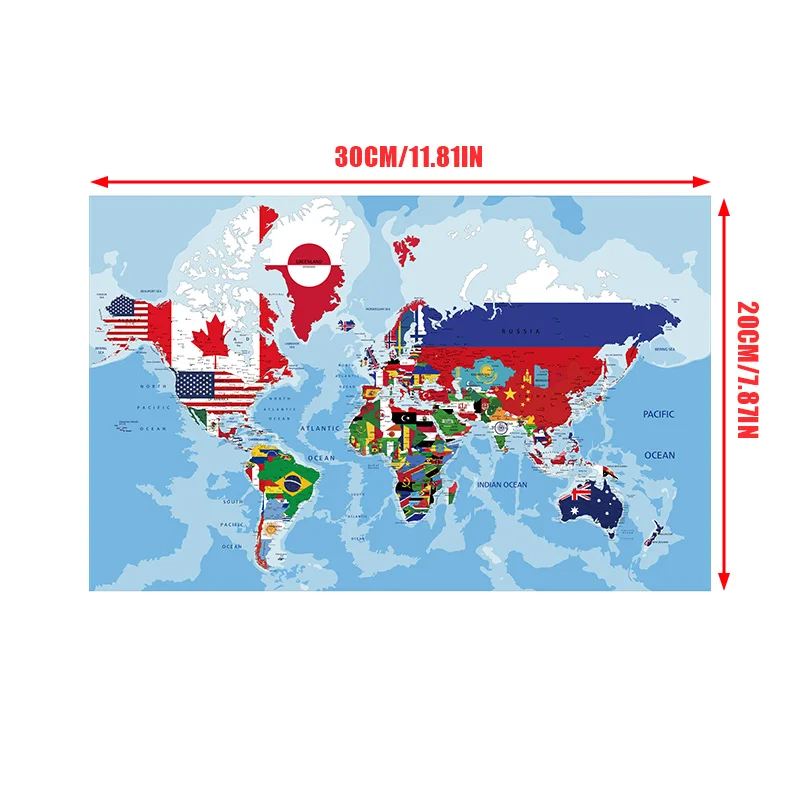 The World Map 30*20cm In English Canvas Painting Wall Decor Art Poster School Supplies Classroom Living Room Home Decor