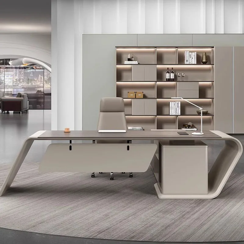 Reception Computer Office Desk L Shaped Executive Luxury Wooden Filing Cabinets Desk Table Drawers Escrivaninha Office Furniture