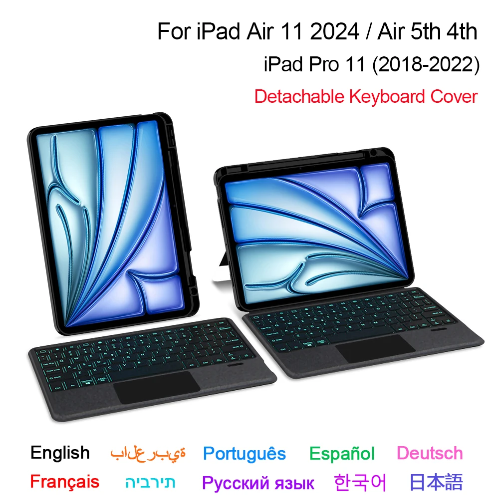 

Keyboard Case For iPad Air 11 2024 M2 11" Tablet Air 5 4 iPad Pro 11 1st 2nd 3rd 4th Gen 2018-2022 TouchPad Smart Keyboard Stand