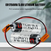 20PCS 100% Original 3.6V 2700mAh ER17500V ER17/50 CS1W-BAT01 PLC Lithium Battery With Brown Plugs Connectors 2