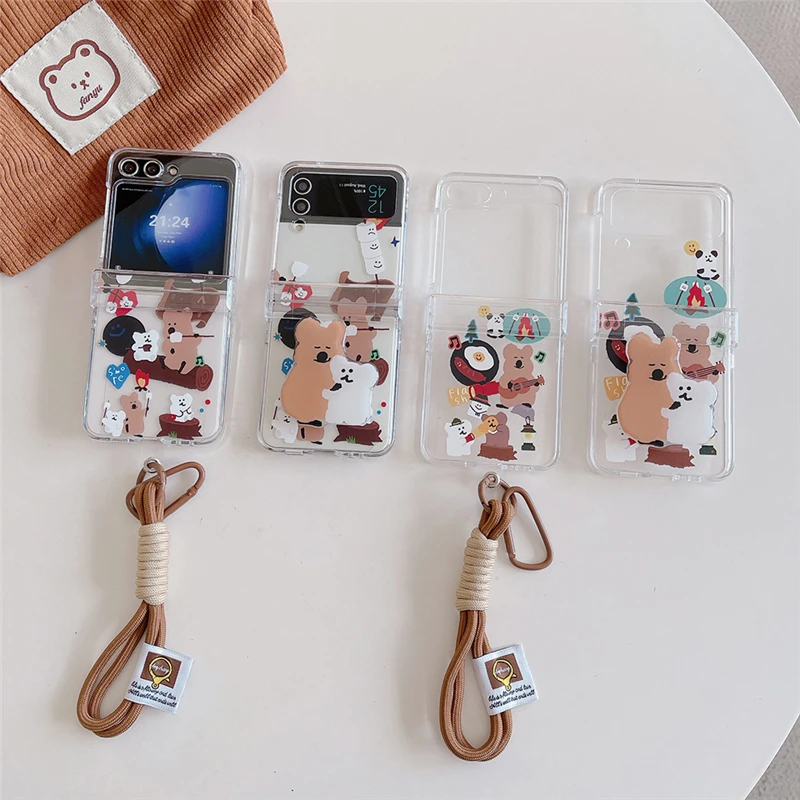 

Samsung Galaxy Z Flip 3 4 5 Anime Toy Story Korean Style Disney Ins Cute Bear Crayon Boy For Phone Case Cover Toy Gift
