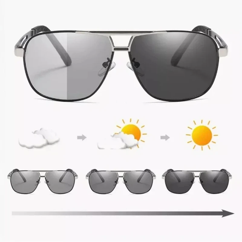 Männer Fahren Chameleon Sonnenbrille für Tag und Nacht Dual-use-Männer Farbwechsel Objektiv Vision Polarisierte Photochrome Sonnenbrille
