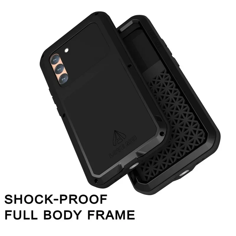 Love Mei Silicone Phone Case Military Grade Metal Protective Cover Shockproof and Dustproof for Samsung S24 S23 Plus S23 Ultra