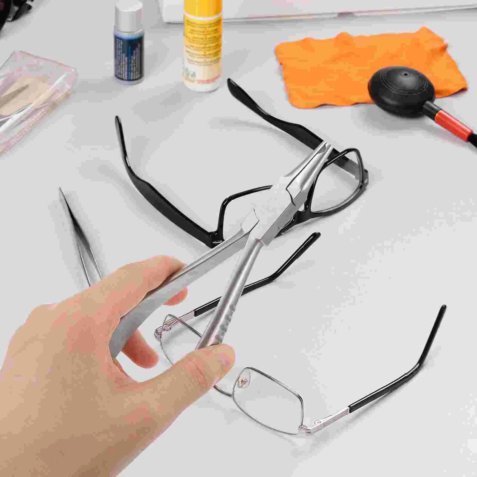 

Pliers Eyeglass Accessory Repairing Nose Pads Jewelry Making Tool Stainless Steel Adjust White