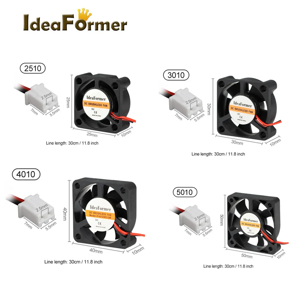 3D Printer Cooling Fan DC5V 12V 24V 6015 5010 4010 3010 2510mm With 2Pin XH2.54 3D Printer Parts Radiator Brushless Fan Cooling