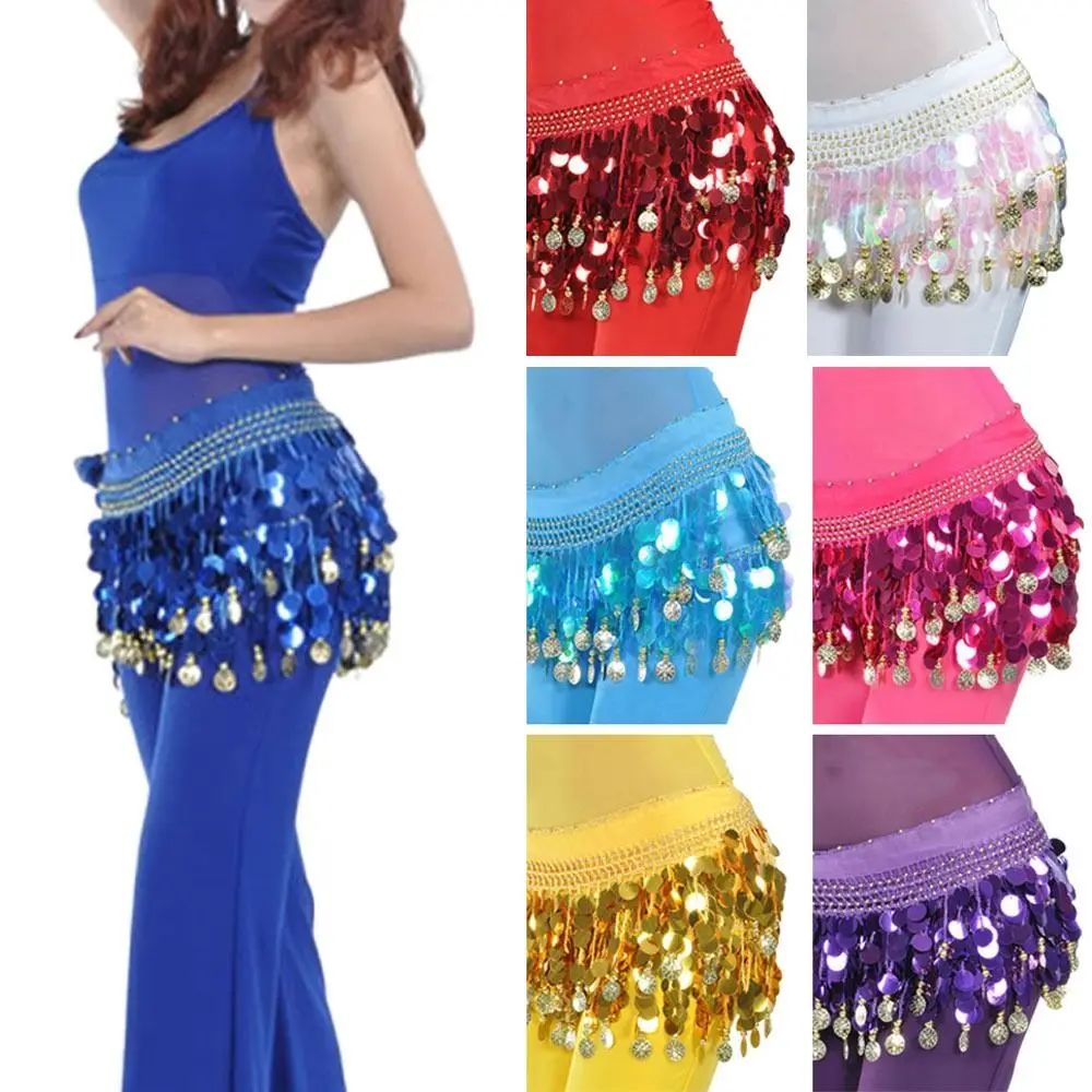 

Thailand/India/Arab Dancer Sequins Tassels Skirt Women Sexy Belly Dance Hip Scarf Wrap Belt Dancer Skirt Female Show Costumes