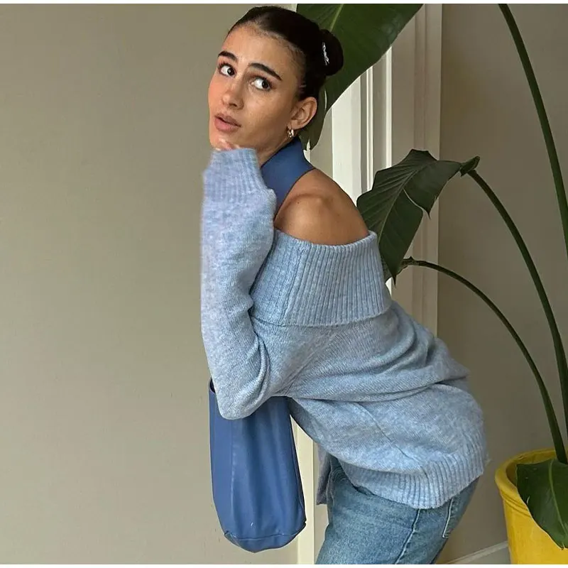 Sb065e2dacf5d4290b11a615dbc2d1322r Fashion Sexy Solid Off Shoulder Female Jumpers Casual Slash Neck Long Sleeve Sweater Autumn Ladies High Street Knitwear Mallzona