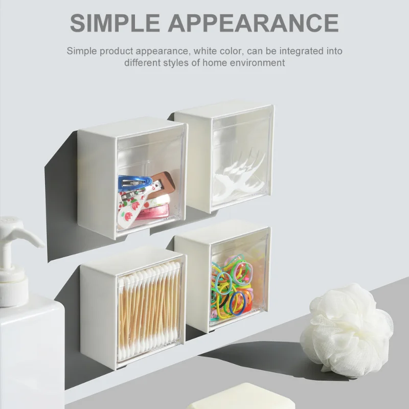 Bathroom Organizer Wall-mounted Storage Box for Cotton Pad Swabs Jewelry 4pc/lot cotton swab holder makeup organizer makeup storage box jewelry organizer jewelry box cosmetic storage box storage box