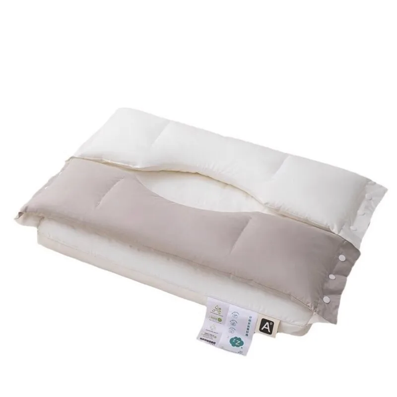 분리형 코어 목 지지 베개, 숙면을 위한 트랙션 페이스 언프레스드 듀얼 코어 가정용 소프트 베개, 목 관리용