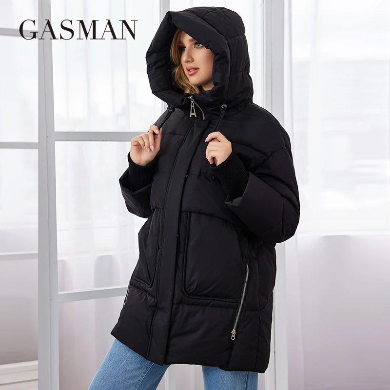 Gasman Marke hochwertige solide Damen jacke schwarz Mode warme
