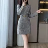 Spring Autumn Y2K Double Breasted Sexy Fashion Print Blazer Dress Women Waist Mini Vestidos De Fiesta Long Sleeve Female Clothes 4