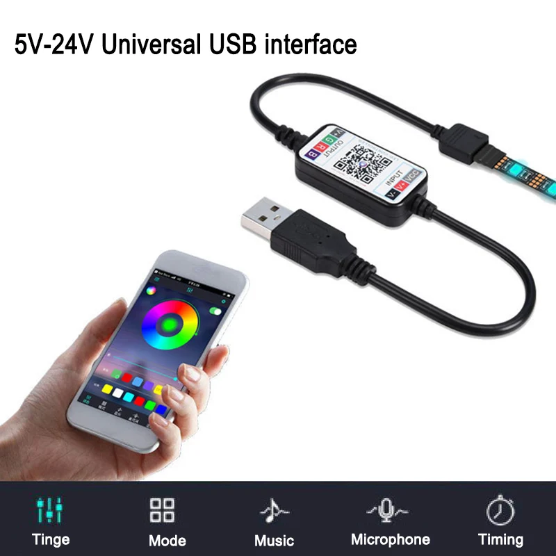 LED Strip Light Smart Phone Controller Wireless APP 4.0 Control USB/DC Connector For 4 Pin 5050 RGB Strip