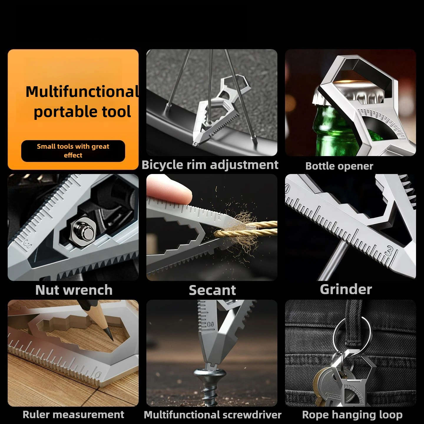 Compact 10-in-1 Keychain Multitool with Saw, Bottle, and Box Opener for Everyday Carry and Camping