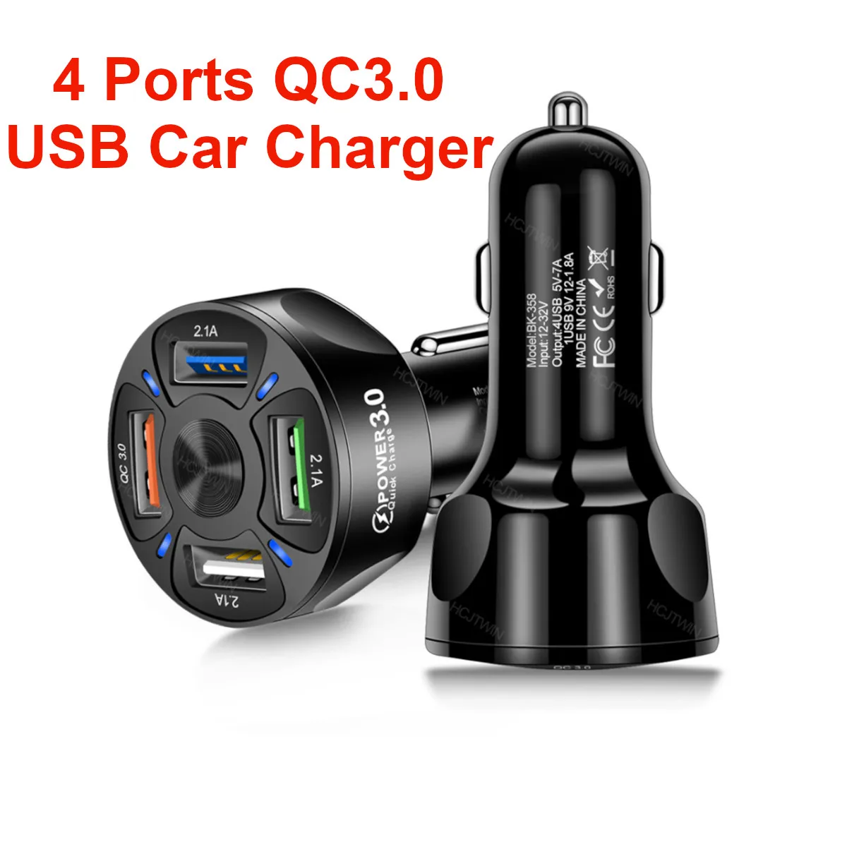 

4 порта автомобильное зарядное устройство QC3.0 USB мини адаптер питания быстрая зарядка для iPhone Xiaomi быстрое зарядное устройство