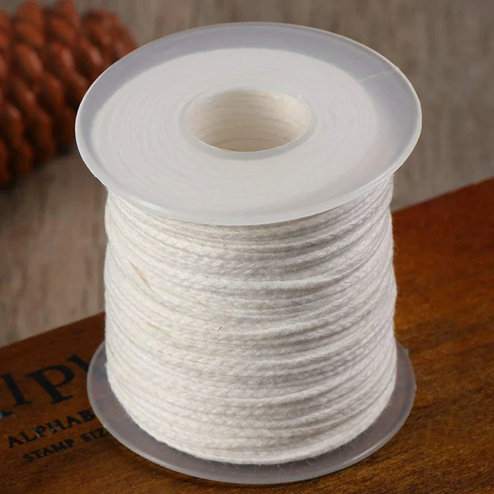 Description Picture 5 of item1 Roll 200 Feet 61M White Candle Wick Cotton Candle Woven Wick for Candle DIY and Candle Making Candle Making Supplies Accessory