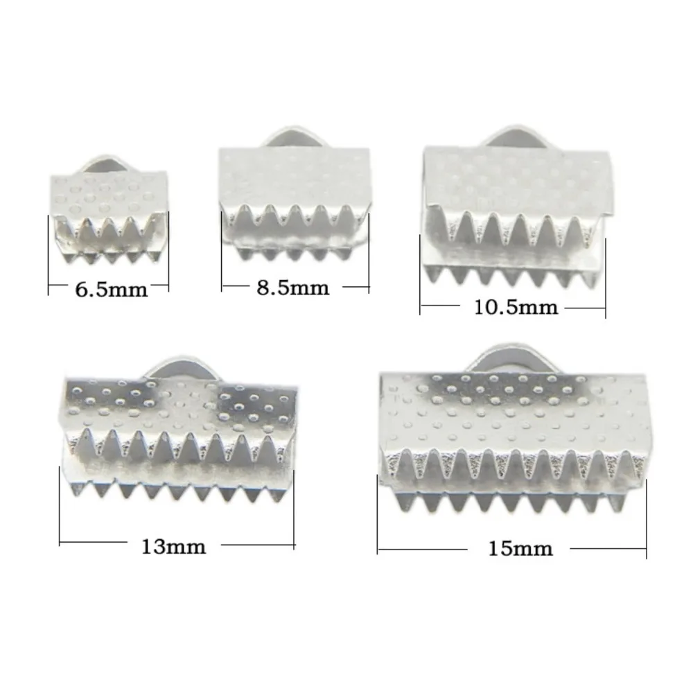 50 pcs 7 크기 스테인레스 스틸 패스너 clasps 피팅 플랫 가죽 코드 실버 ..