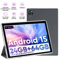 Tablette Android 15 2-en-1 de 10,1 pouces, 24 Go de RAM (4 Go + 20 Go extensible) + 64 Go de ROM, stockage extensible de 1 To, écran tactile IPS FHD, caméra arrière 8 MP 1